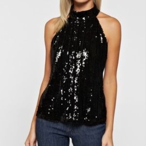 Black Sequin Women's Halter Top